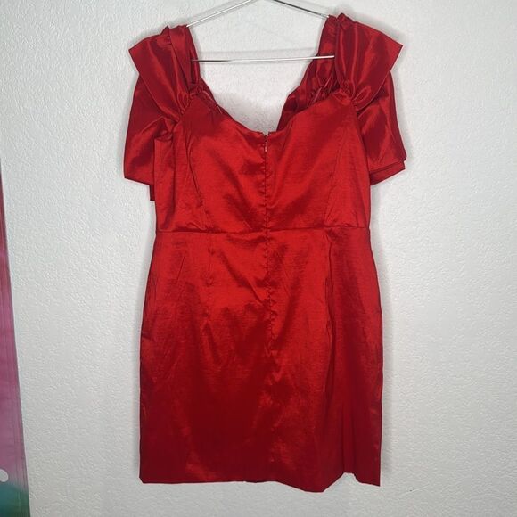 NWT Bardot Mini Bow Dress Anthropologie Red Size 12 - Picture 6 of 12